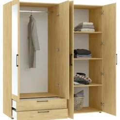 Kledingkast Penrith 4 deurs - eikenkleur - 204x181x58 cm
