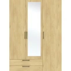 Kledingkast Penrith 3 deurs - eikenkleur - 204x145x58 cm