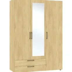 Kledingkast Penrith 3 deurs - eikenkleur - 204x145x58 cm