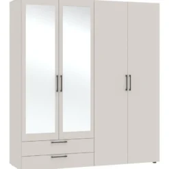 Kledingkast Penrith 4 deurs - greige - 204x181x58 cm