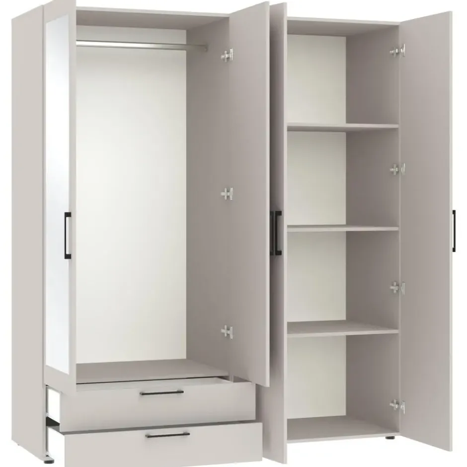 Kledingkast Penrith 4 deurs - greige - 204x181x58 cm