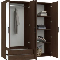 Kledingkast Penrith 4 deurs - walnoot - 204x181x58 cm