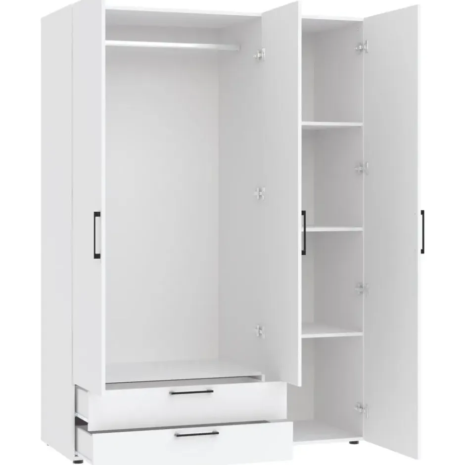 Kledingkast Penrith 3 deurs - wit - 204x145x58 cm