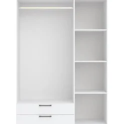 Kledingkast Penrith 3 deurs - wit - 204x145x58 cm