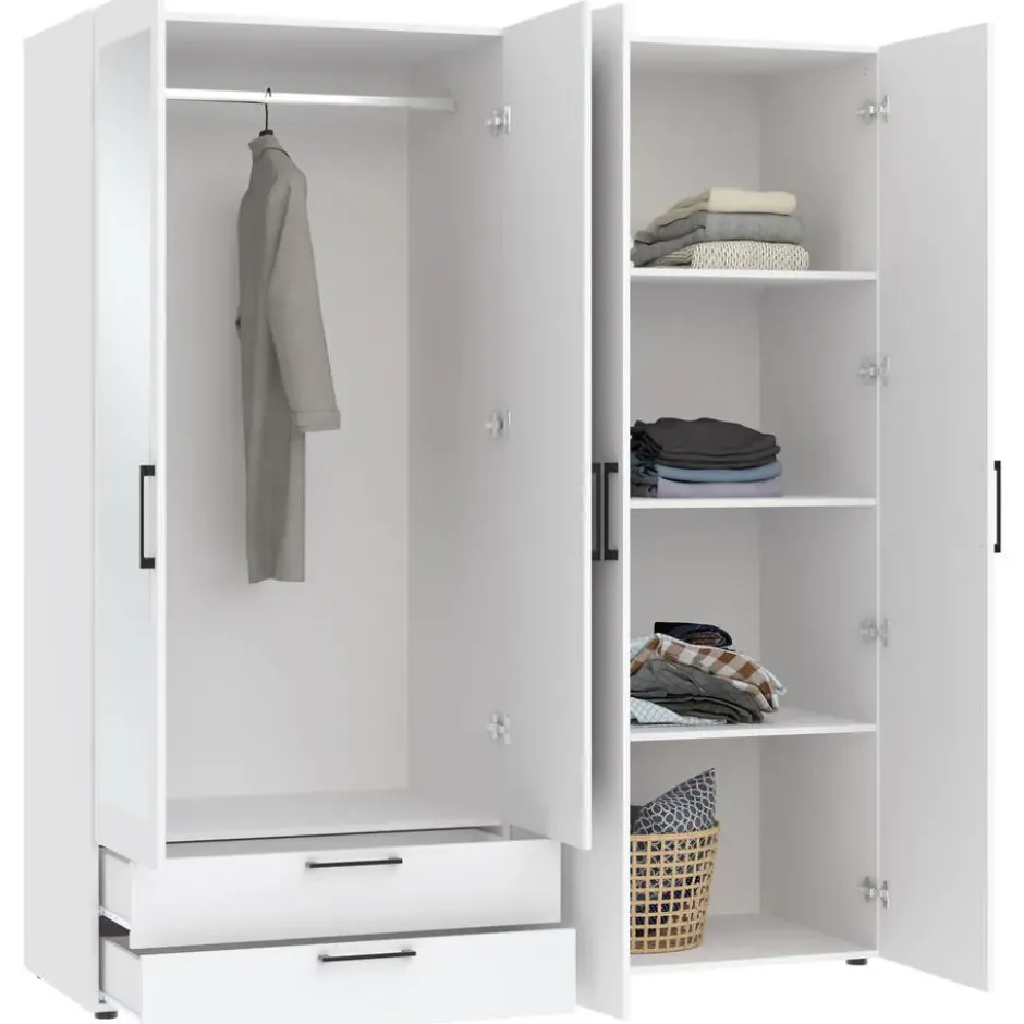 Kledingkast Penrith 4 deurs - wit - 204x181x58 cm