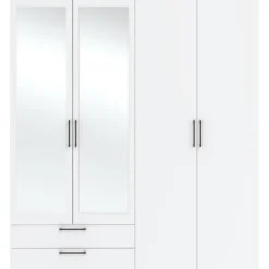 Kledingkast Penrith 4 deurs - wit - 204x181x58 cm