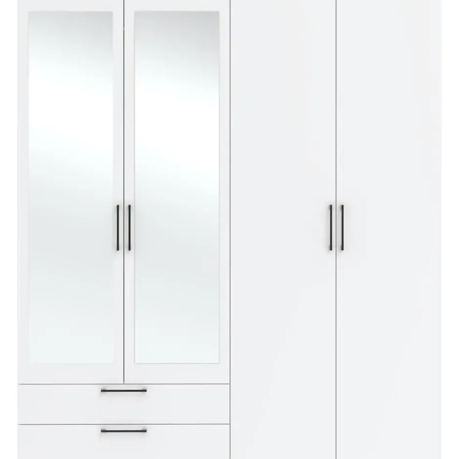 Kledingkast Penrith 4 deurs - wit - 204x181x58 cm