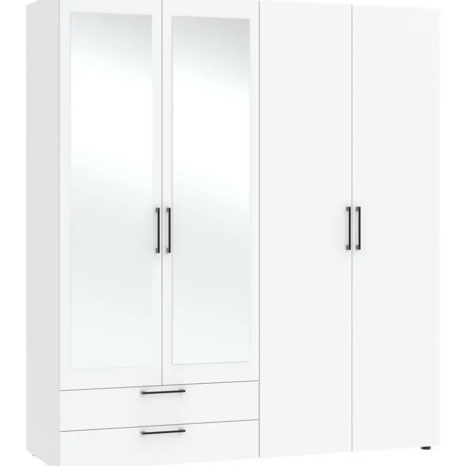 Kledingkast Penrith 4 deurs - wit - 204x181x58 cm