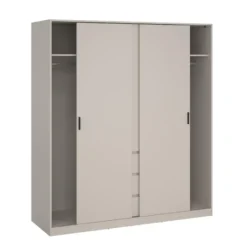 Kledingkast 2 Schuifdeuren en 3 Lades Beige - 177x60x200cm - Ylva