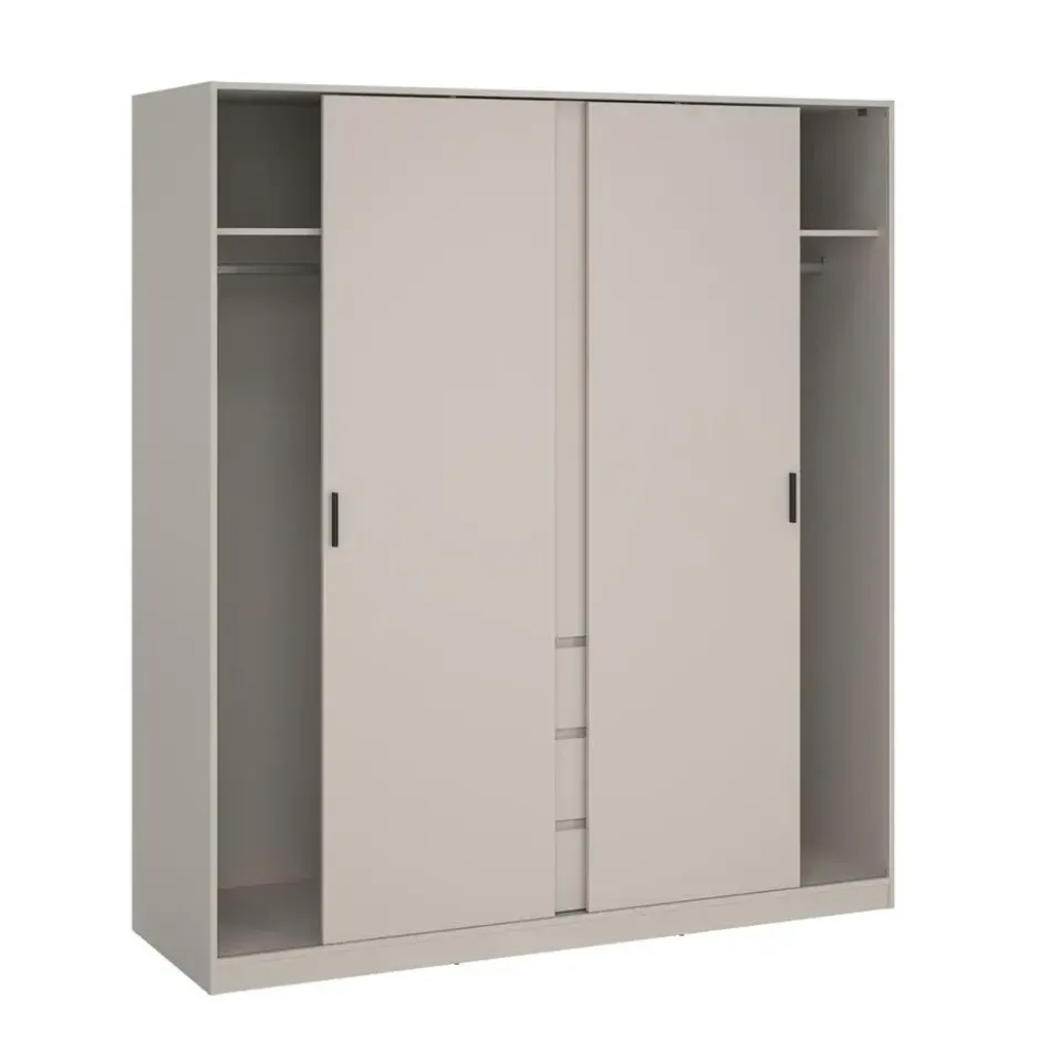 Kledingkast 2 Schuifdeuren en 3 Lades Beige - 177x60x200cm - Ylva
