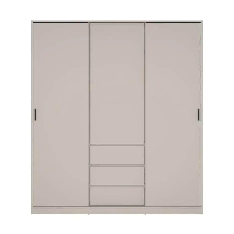 Kledingkast 2 Schuifdeuren en 3 Lades Beige - 177x60x200cm - Ylva