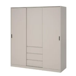 Kledingkast 2 Schuifdeuren en 3 Lades Beige - 177x60x200cm - Ylva