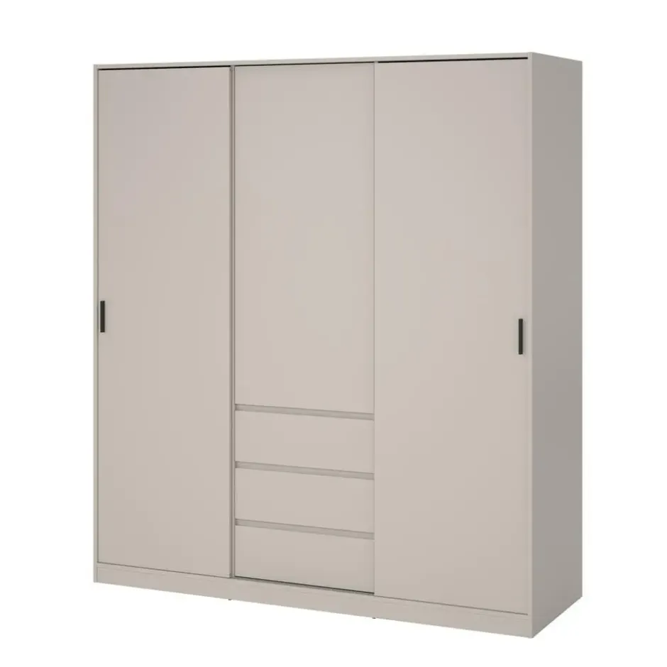 Kledingkast 2 Schuifdeuren en 3 Lades Beige - 177x60x200cm - Ylva