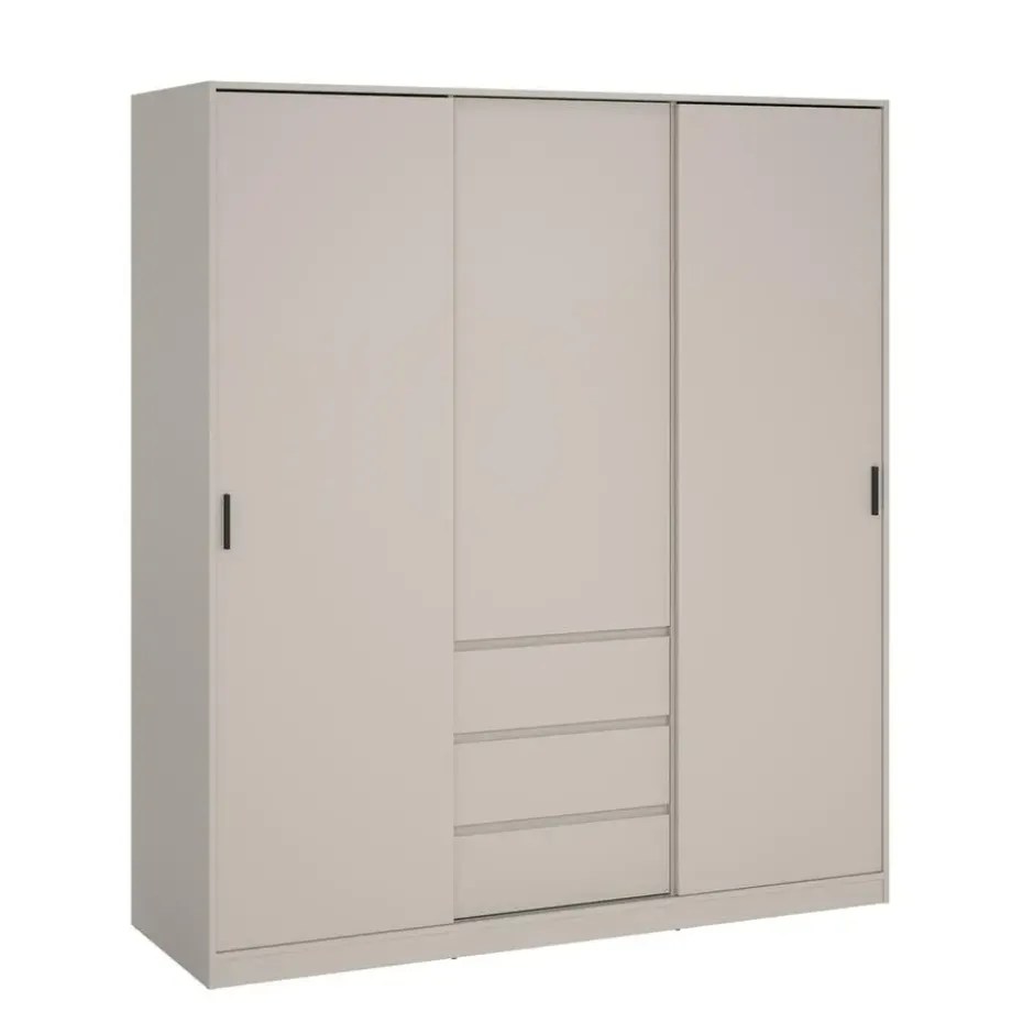 Kledingkast 2 Schuifdeuren en 3 Lades Beige - 177x60x200cm - Ylva