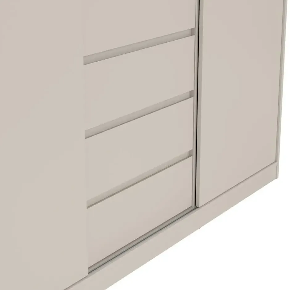 Kledingkast 2 Schuifdeuren en 3 Lades Beige - 177x60x200cm - Ylva