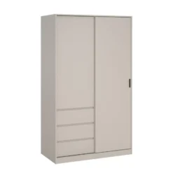 Kledingkast 1 Schuifdeur en 3 Lades Beige - 119x60x200cm - Ylva