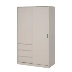 Kledingkast 1 Schuifdeur en 3 Lades Beige - 119x60x200cm - Ylva