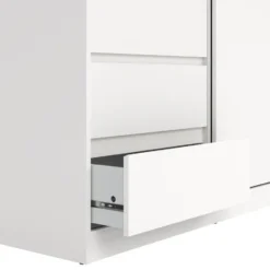 Kledingkast - Schuifdeur - 3 Lades - Wit - 119x60x200cm - Ylva