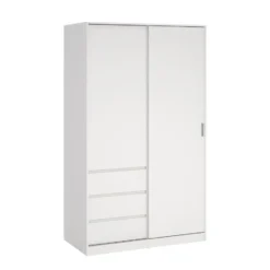 Kledingkast - Schuifdeur - 3 Lades - Wit - 119x60x200cm - Ylva