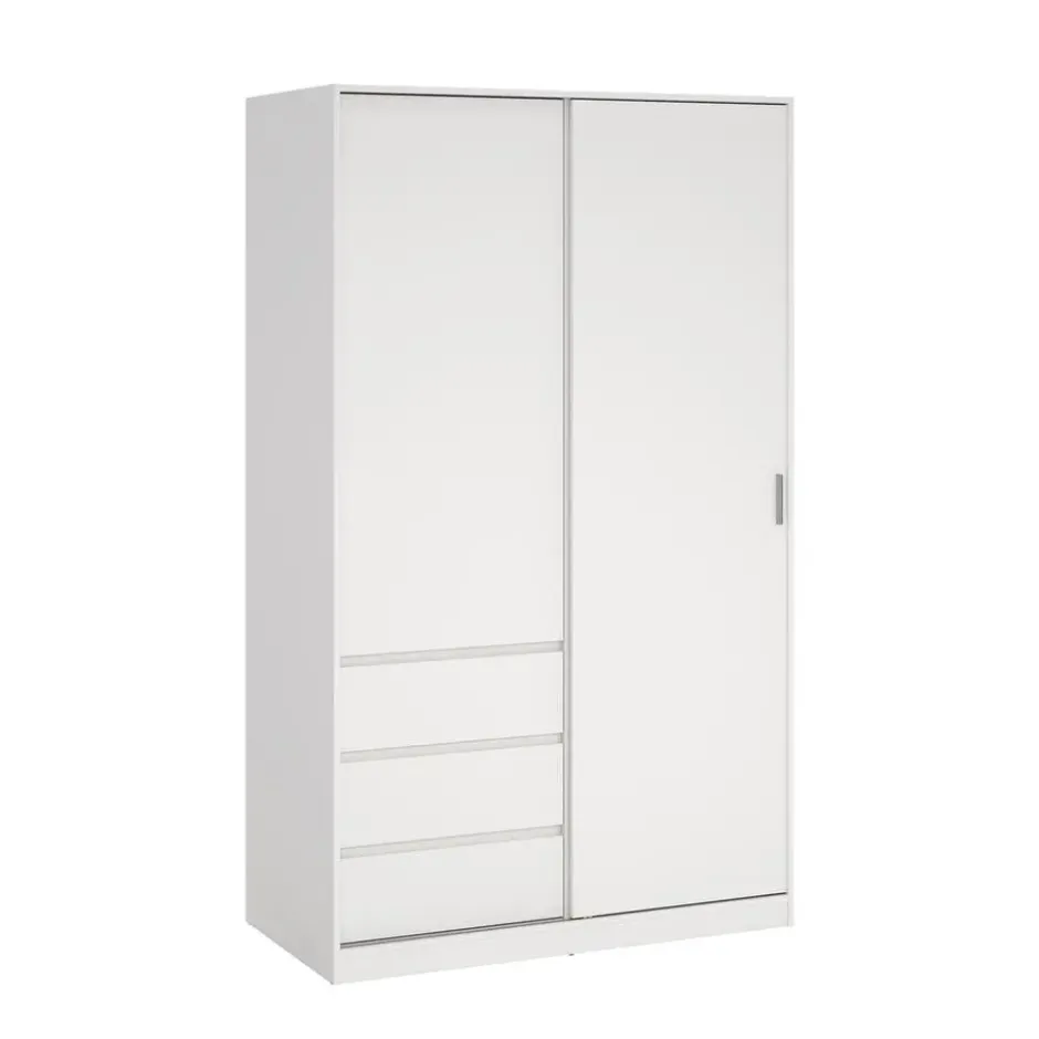 Kledingkast - Schuifdeur - 3 Lades - Wit - 119x60x200cm - Ylva