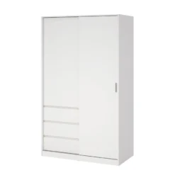Kledingkast - Schuifdeur - 3 Lades - Wit - 119x60x200cm - Ylva