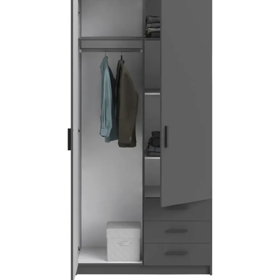 Kledingkast Sprint 2-deurs - antracietkleur - 200x98,5x50 cm