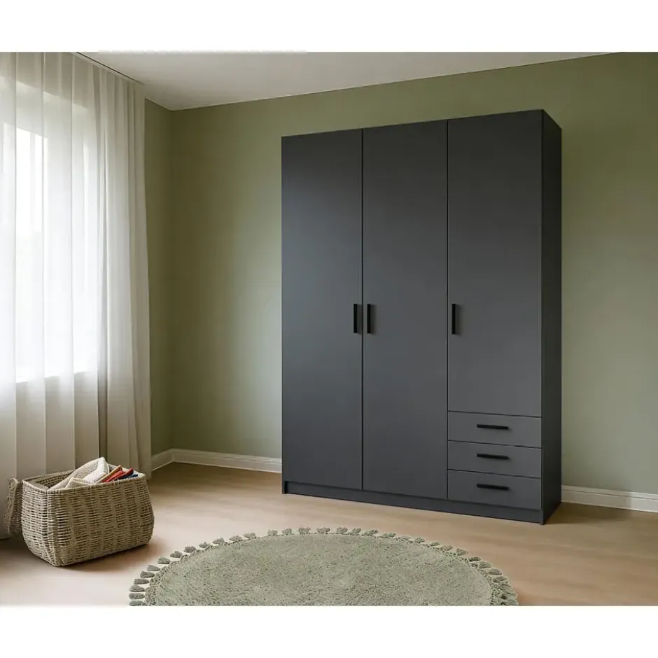 Kledingkast Sprint 3-deurs - antracietkleur - 200x147x50 cm
