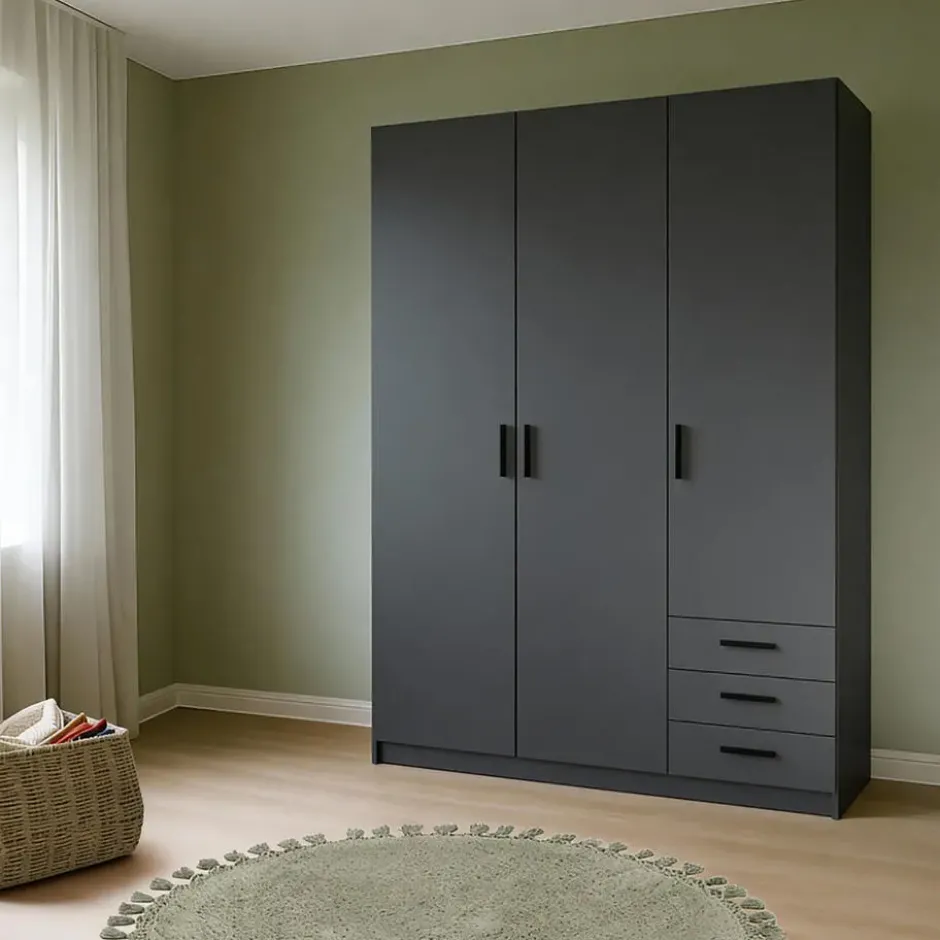 Kledingkast Sprint 3-deurs - antracietkleur - 200x147x50 cm