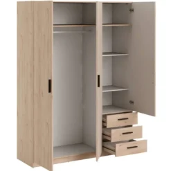 Kledingkast Sprint 3-deurs - eikenkleur - 200x147x50 cm