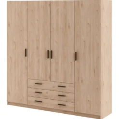 Kledingkast Sprint 4-deurs - eikenkleur - 200x196x50 cm
