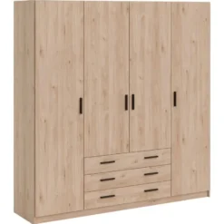 Kledingkast Sprint 4-deurs - eikenkleur - 200x196x50 cm