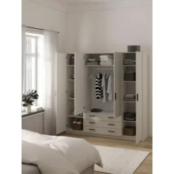Kledingkast Sprint 4-deurs - greige - 200x196x50 cm