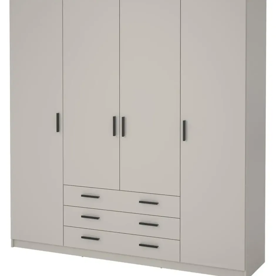 Kledingkast Sprint 4-deurs - greige - 200x196x50 cm