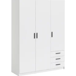 Kledingkast Sprint 3-deurs - wit - 200x147x50 cm