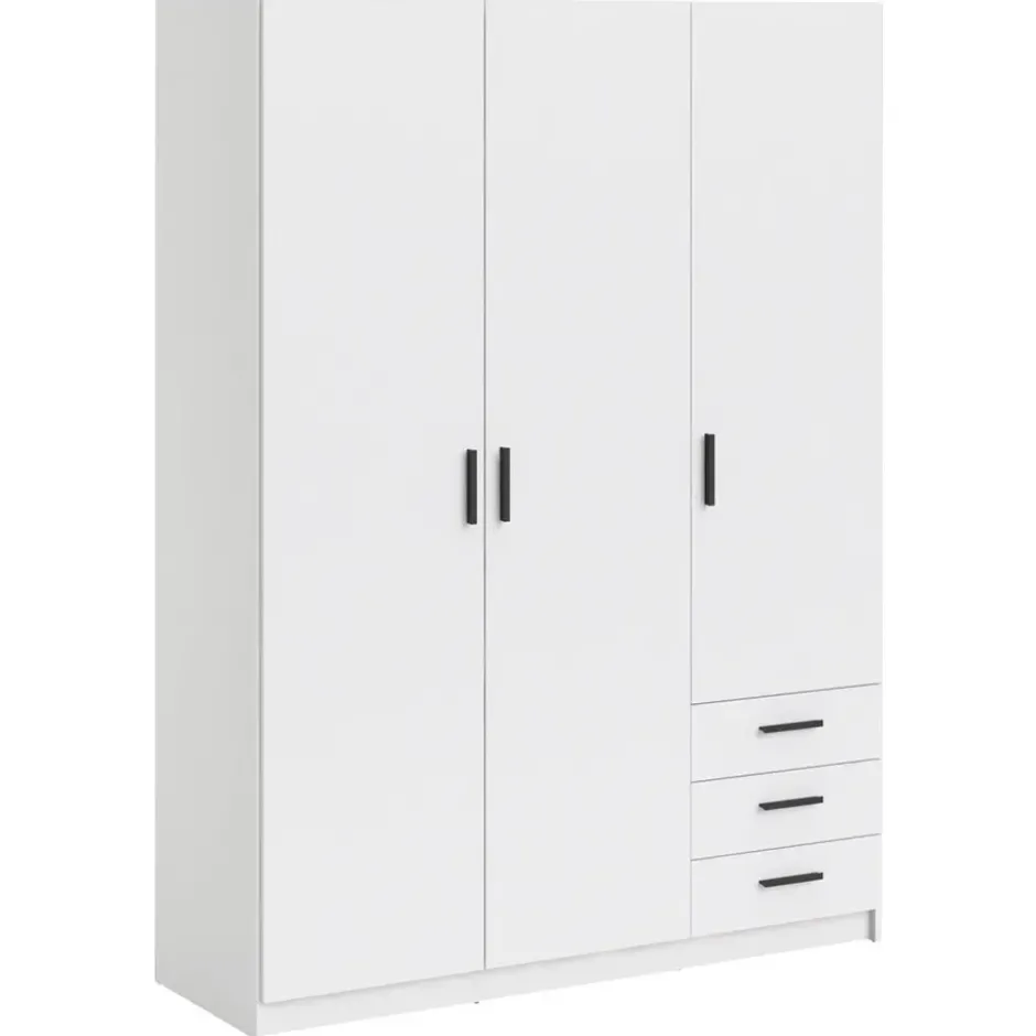 Kledingkast Sprint 3-deurs - wit - 200x147x50 cm