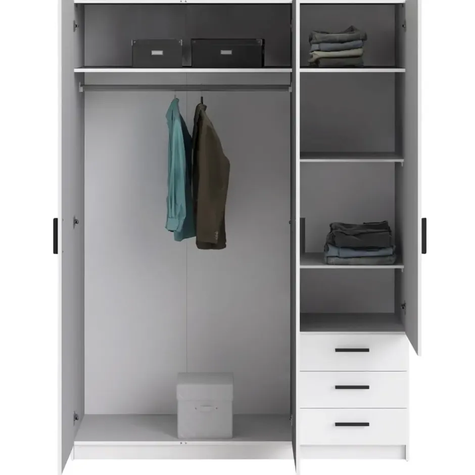 Kledingkast Sprint 3-deurs - wit - 200x147x50 cm