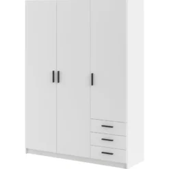 Kledingkast Sprint 3-deurs - wit - 200x147x50 cm