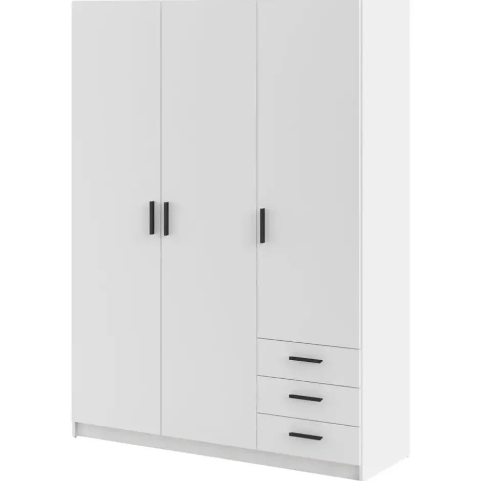Kledingkast Sprint 3-deurs - wit - 200x147x50 cm