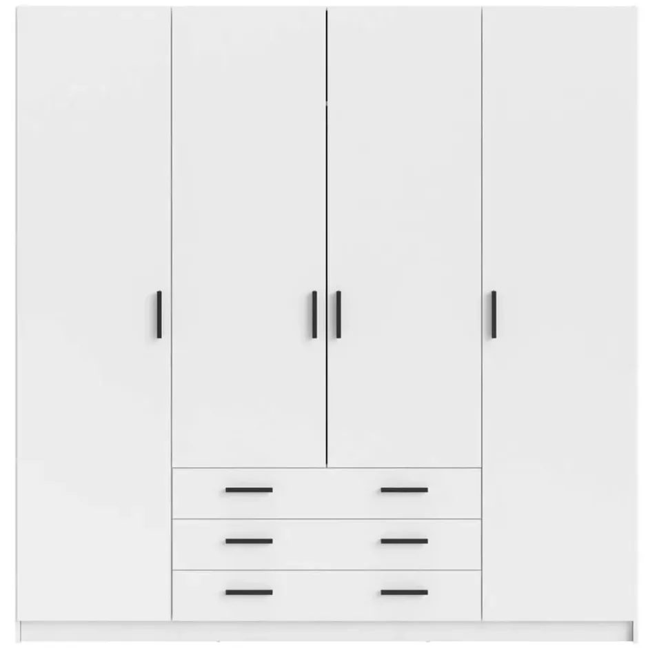 Kledingkast Sprint 4-deurs - wit - 200x196x50 cm