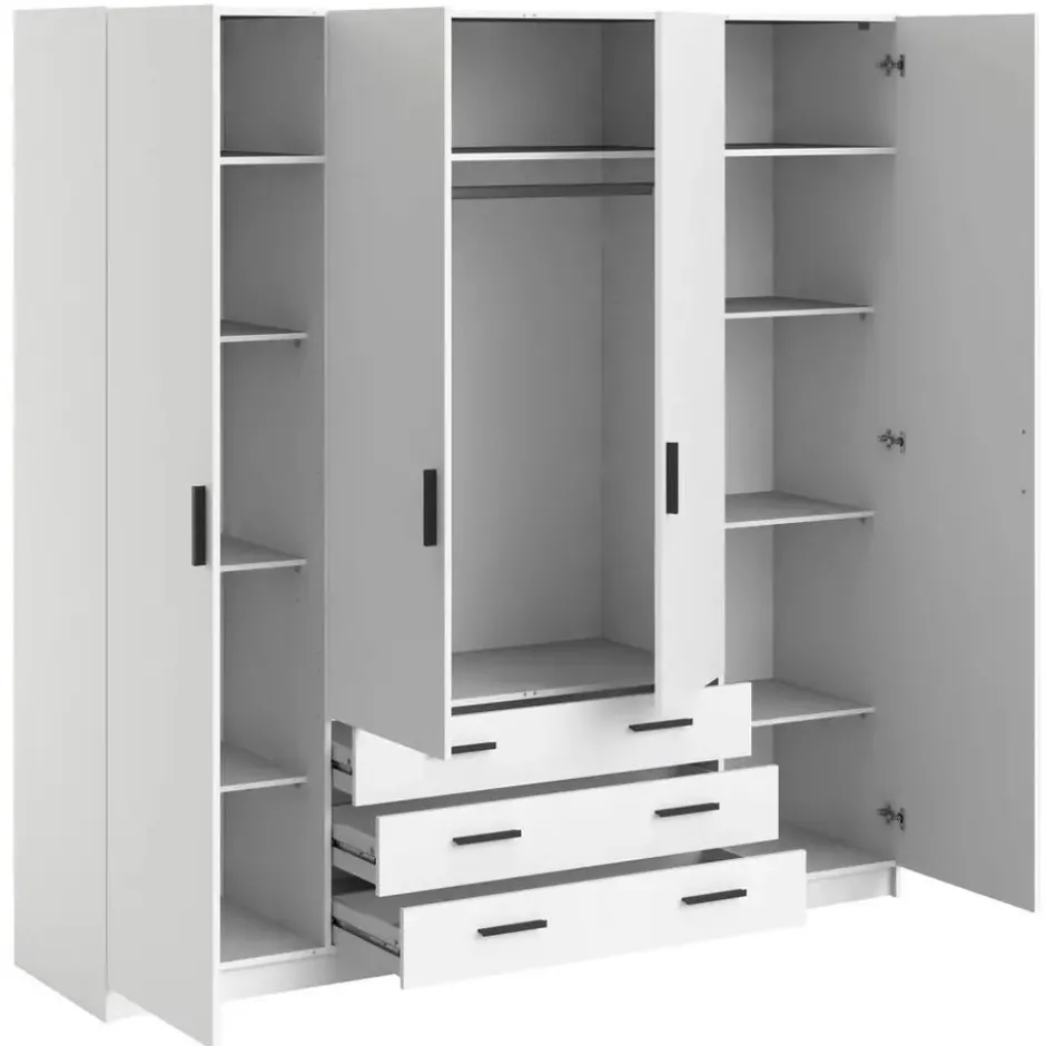 Kledingkast Sprint 4-deurs - wit - 200x196x50 cm