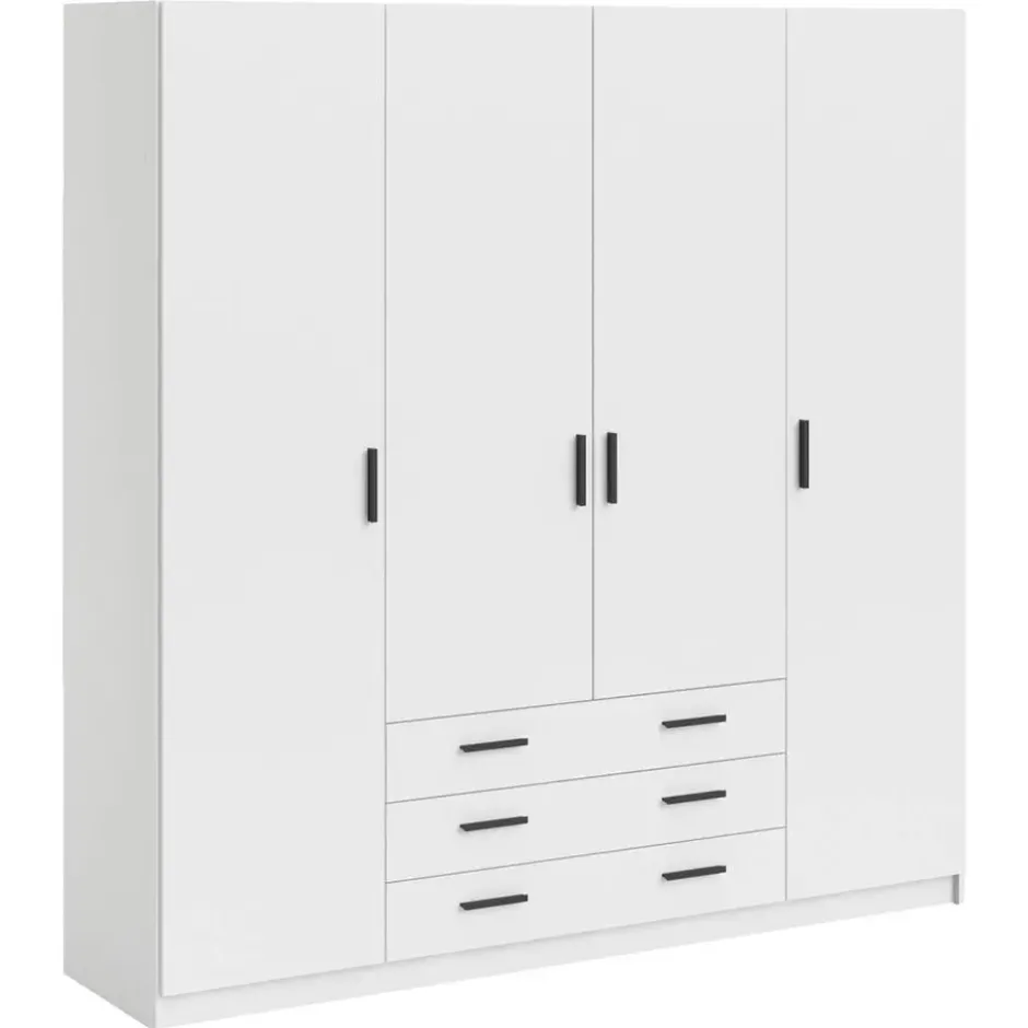 Kledingkast Sprint 4-deurs - wit - 200x196x50 cm
