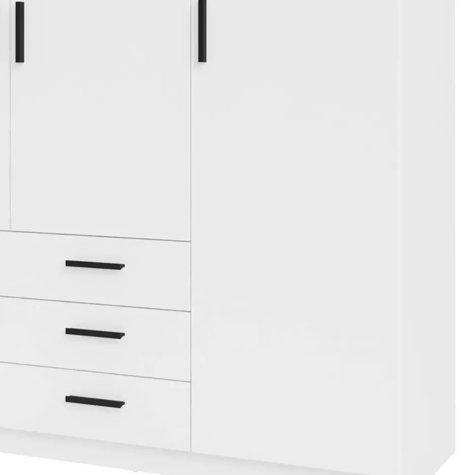 Kledingkast Sprint 4-deurs - wit - 200x196x50 cm