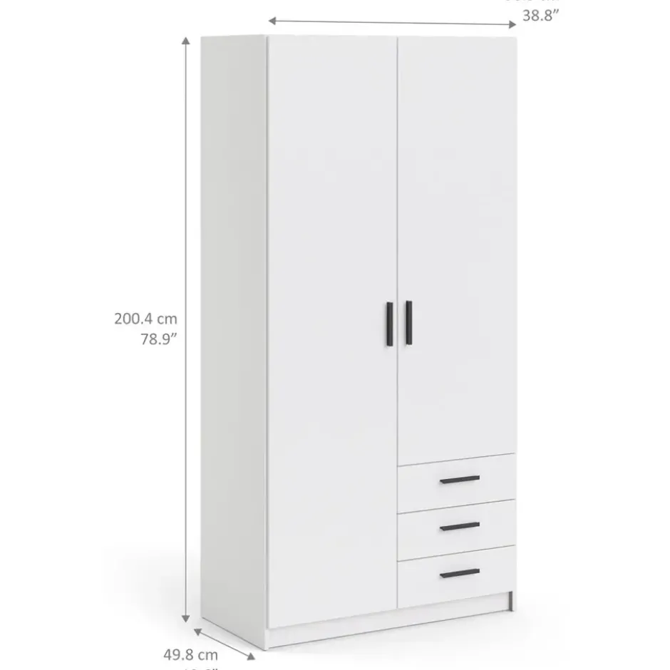 Kledingkast Sprint 2-deurs - wit - 200x98,5x50 cm