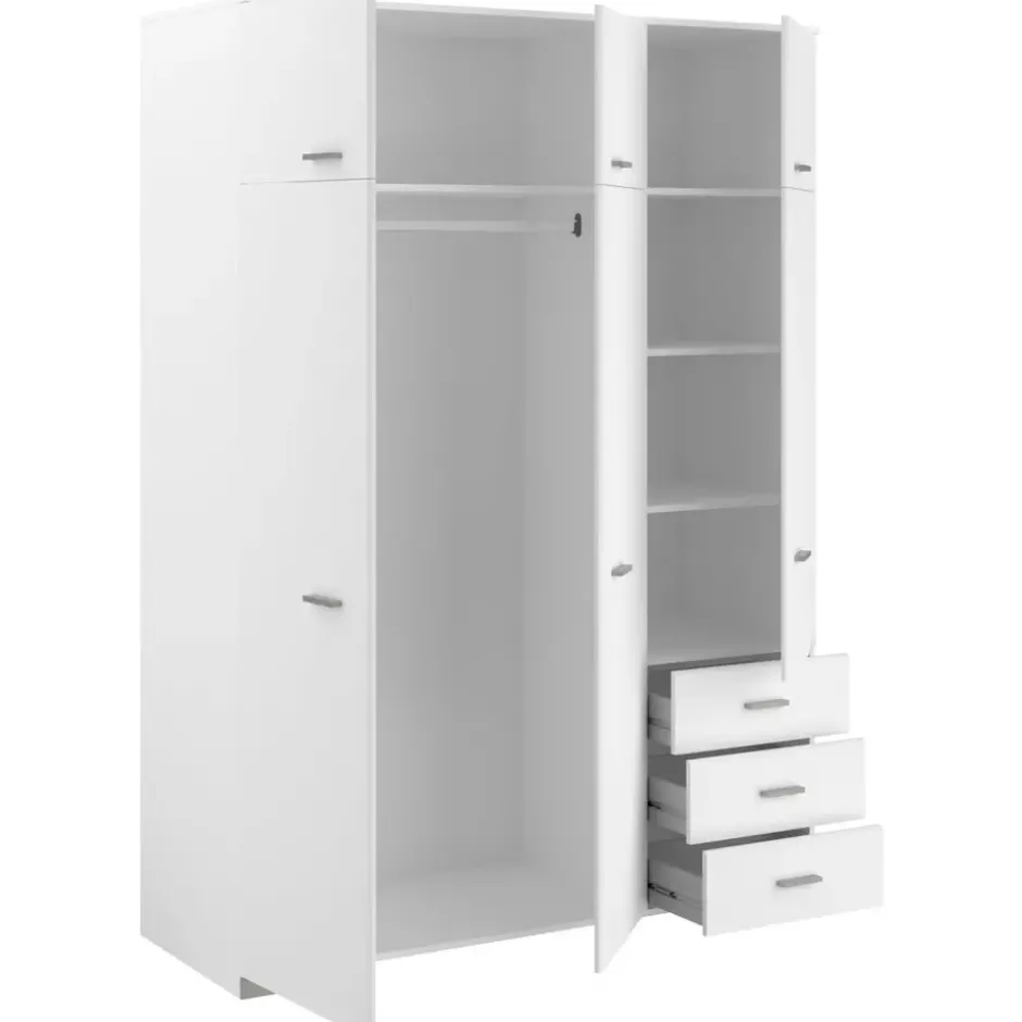 Kledingkast Timo 6-deurs - wit - 203x146x55 cm