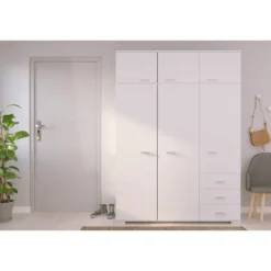 Kledingkast Timo 6-deurs - wit - 203x146x55 cm