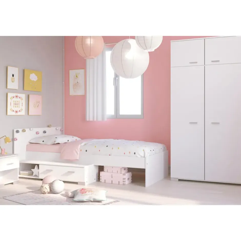 Kledingkast Timo 6-deurs - wit - 203x146x55 cm