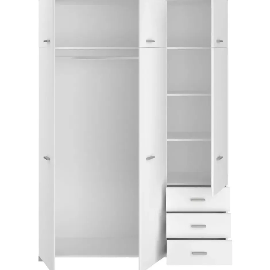 Kledingkast Timo 6-deurs - wit - 203x146x55 cm