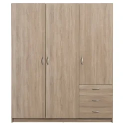 Kledingkast Varia 3-deurs - licht eiken - 175x146x50 cm