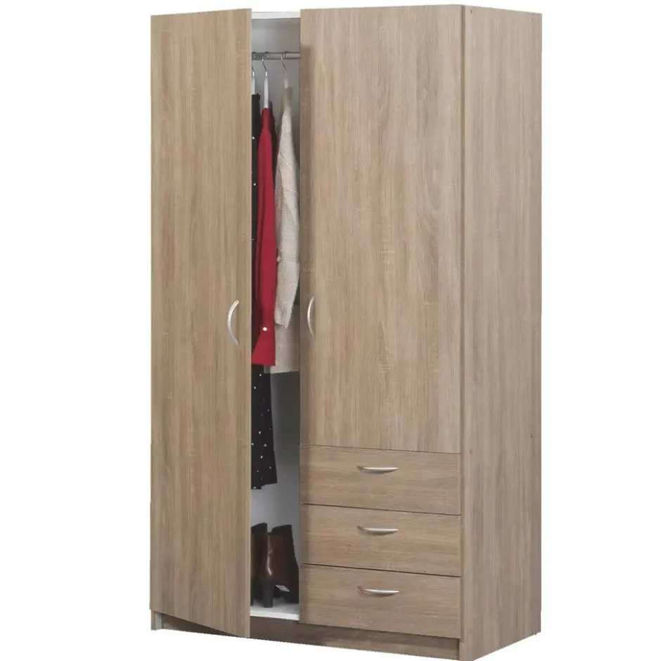 Kledingkast Varia 2-deurs - licht eiken - 175x97x50 cm