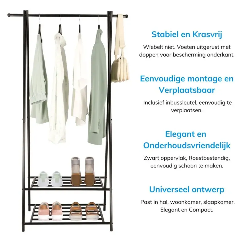 Kledingrek - metaal - zwart